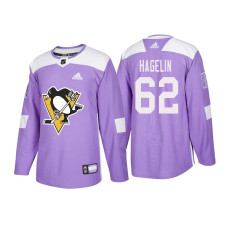 Pittsburgh Penguins #62 Carl Hagelin Purple 2018 Adidas Authentic Hockey Fights Cancer Jersey