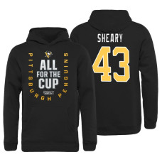 Youth Pittsburgh Penguins #43 Conor Sheary Bound Behind The Net Pullover Black Hoodie 2018 Stanley Cup Playoffs