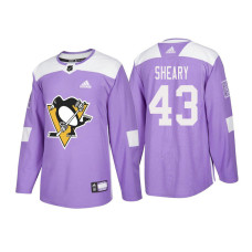 Pittsburgh Penguins #43 Conor Sheary Purple 2018 Adidas Authentic Hockey Fights Cancer Jersey