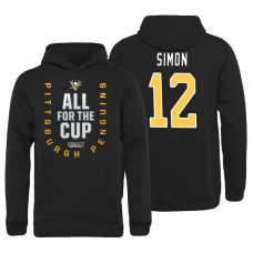 Youth Pittsburgh Penguins #12 Dominik Simon Bound Behind The Net Pullover Black Hoodie 2018 Stanley Cup Playoffs