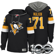 Pittsburgh Penguins #71 Evgeni Malkin Black 2017 Anniversary Patch Hoodie