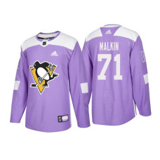 Pittsburgh Penguins #71 Evgeni Malkin Purple 2018 Adidas Authentic Hockey Fights Cancer Jersey