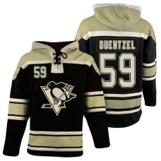 Pittsburgh Penguins #59 Jake Guentzel Black Throwback Pullover Hoodie