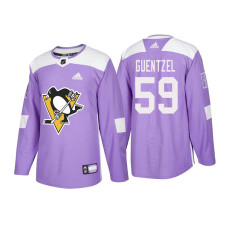 Pittsburgh Penguins #59 Jake Guentzel Purple 2018 Adidas Authentic Hockey Fights Cancer Jersey