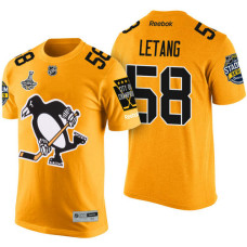 Pittsburgh Penguins #58 Kris Letang Gold 2017 Stanley Cup Champions Limited T-shirt With Stadium Series