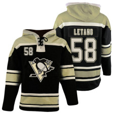 Pittsburgh Penguins #58 Kris Letang Black Throwback Pullover Hoodie