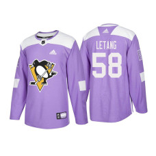 Pittsburgh Penguins #58 Kris Letang Purple 2018 Adidas Authentic Hockey Fights Cancer Jersey