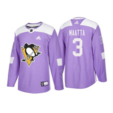 Pittsburgh Penguins #3 Olli Maatta Purple 2018 Adidas Authentic Hockey Fights Cancer Jersey