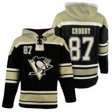 Pittsburgh Penguins #87 Sidney Crosby Black Throwback Pullover Hoodie