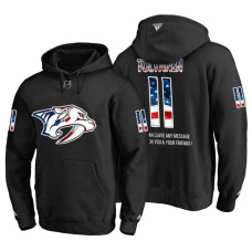 Nashville Predators #11 Eeli Tolvanen Banner Wave USA Flag with Message Black Hoodie