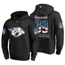 Nashville Predators #89 Frederick Gaudreau Banner Wave USA Flag with Message Black Hoodie