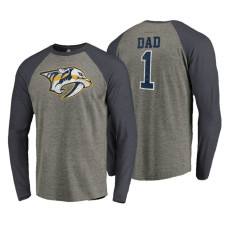 Nashville Predators Father's Day Greatest Dad Raglan Tri-Blend Long Sleeve Heathered Gray T-Shirt