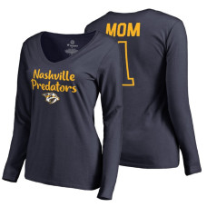 Nashville Predators 2018 Fanatics Mother's Day Number 1 Mom long sleeve T-Shirt Navy