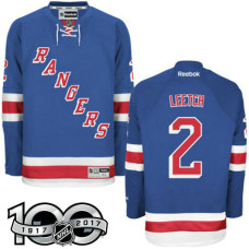 New York Rangers #2 Brian Leetch Blue 100 Greatest Player Jersey