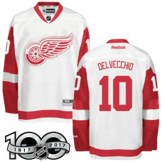 Detroit Red Wings #10 Alex Delvecchio White 100 Greatest Player Jersey