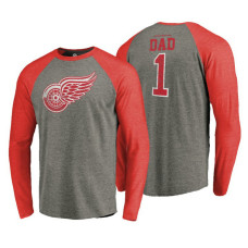 Detroit Red Wings Father's Day Greatest Dad Raglan Tri-Blend Long Sleeve Heathered Gray T-Shirt