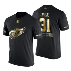 Detroit Red Wings Jared Coreau Gold Limited with Message T-Shirt Black