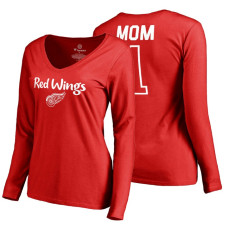 Detroit Red Wings 2018 Fanatics Mother's Day Number 1 Mom long sleeve T-Shirt Red