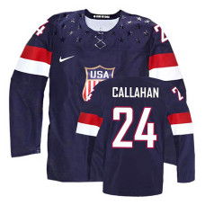 USA Team Ryan Callahan #24 Navy Blue Away Premier Olympic Jersey