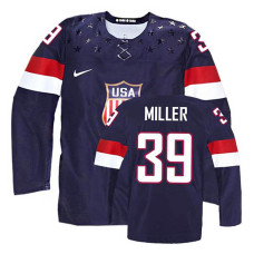 USA Team Ryan Miller #39 Navy Blue Away Premier Olympic Jersey