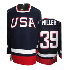 USA Team Ryan Miller #39 Navy Blue Premier Olympic Jersey