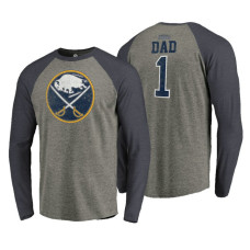 Buffalo Sabres Father's Day Greatest Dad Raglan Tri-Blend Long Sleeve Heathered Gray T-Shirt