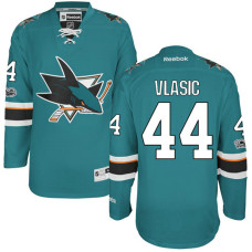 San Jose Sharks #44 Marc-Edouard Vlasic Teal Anniversary Patch Reebok Home Premier Jersey