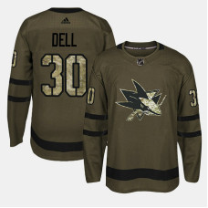 San Jose Sharks #30 Camo Salute To Service Aaron Dell Jersey