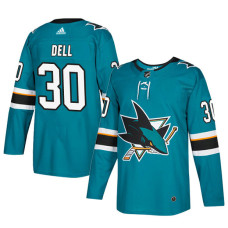 San Jose Sharks #30 Teal Authentic Home Aaron Dell Jersey