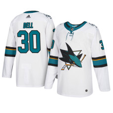 San Jose Sharks #30 White Authentic Away Aaron Dell Jersey