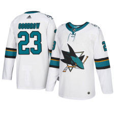 San Jose Sharks #23 White Authentic Away Barclay Goodrow Jersey