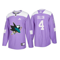 San Jose Sharks #4 Brenden Dillon Purple 2018 Adidas Authentic Hockey Fights Cancer Jersey