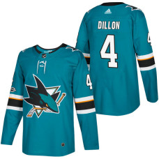 San Jose Sharks #4 Brenden Dillon Teal 2018 New Season Home Authentic Jersey With Anniversary Patch