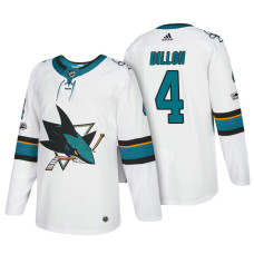 San Jose Sharks #4 Brenden Dillon White 2018 New Season Team Road Jersey