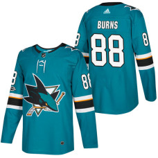 San Jose Sharks #88 Brent Burns Teal 2018 New Season Home Authentic Jersey With Anniversary Patch