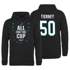 Youth San Jose Sharks #50 Chris Tierney Bound Behind The Net Pullover Black Hoodie 2018 Stanley Cup Playoffs