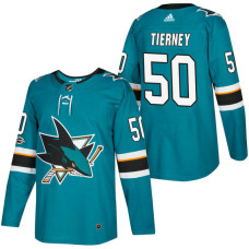 San Jose Sharks #50 Chris Tierney Teal 2018 New Season Home Authentic Jersey With Anniversary Patch