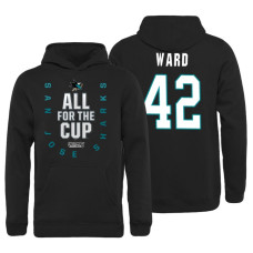 Youth San Jose Sharks #42 Joel Ward Bound Behind The Net Pullover Black Hoodie 2018 Stanley Cup Playoffs