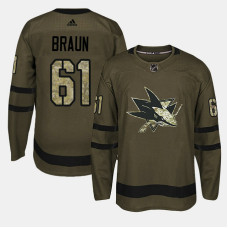 San Jose Sharks #61 Camo Salute To Service Justin Braun Jersey