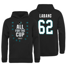 Youth San Jose Sharks #62 Kevin Labanc Bound Behind The Net Pullover Black Hoodie 2018 Stanley Cup Playoffs