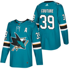 San Jose Sharks #39 Logan Couture Teal 2018 New Season Home Authentic Jersey With Anniversary Patch