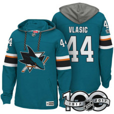 San Jose Sharks #44 Marc-Edouard Vlasic Teal 2017 Anniversary Patch Hoodie