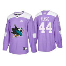 San Jose Sharks #44 Marc-Edouard Vlasic Purple 2018 Adidas Authentic Hockey Fights Cancer Jersey