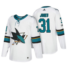 San Jose Sharks #31 Martin Jones White 2018 New Season Team Road Jersey