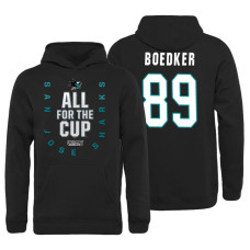 Youth San Jose Sharks #89 Mikkel Boedker Bound Behind The Net Pullover Black Hoodie 2018 Stanley Cup Playoffs