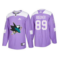 San Jose Sharks #89 Mikkel Boedker Purple 2018 Adidas Authentic Hockey Fights Cancer Jersey