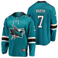 San Jose Sharks #7 Breakaway Player Paul Martin Jersey Teal