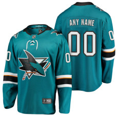 San Jose Sharks 2018 Fanatics Branded Custom Jersey Teal