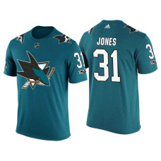 San Jose Sharks Teal Martin Jones #31 2018 Adidas New Season Shirsey T-shirt