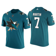 San Jose Sharks Teal Paul Martin #7 2018 Adidas New Season Shirsey T-shirt